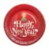 Πιατάκια Χάρτινα Happy New Year Κόκκινα 18εκ.(10τεμ)