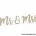 Ξύλινο "Mr & Mrs" Λευκό-Χρυσό Γκλίτερ 50Χ10εκ.